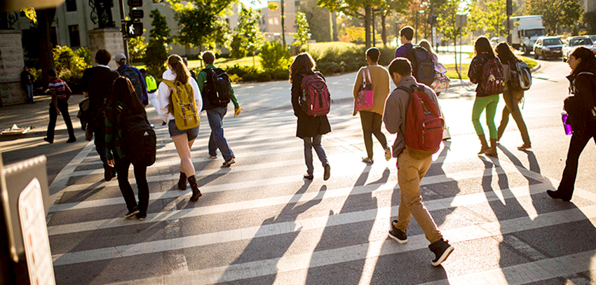Pedestrians on College Crosswalk