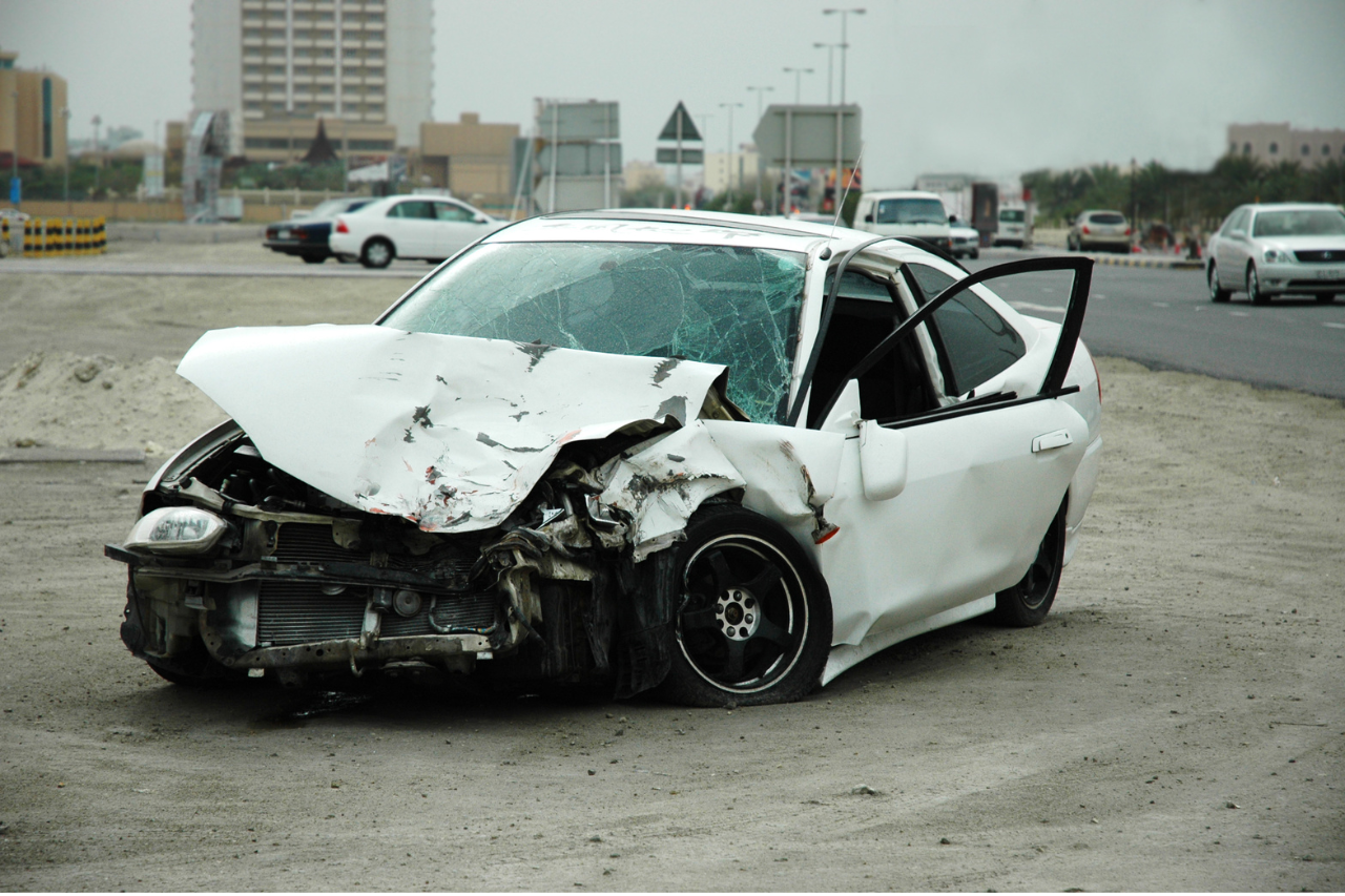 Car After a Wreck on the Road