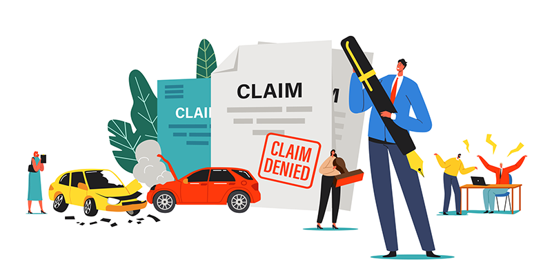 Denied Insurance Claim Illustration with Man and Car