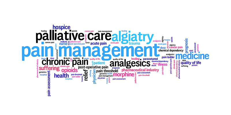 Pain Management Graphic with Word Jumble